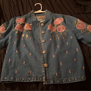 Embroidered Floral Jean Jacket
